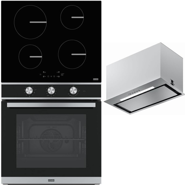 Pachet Franke Negru-Inox: Cuptor, Plită, Hotă